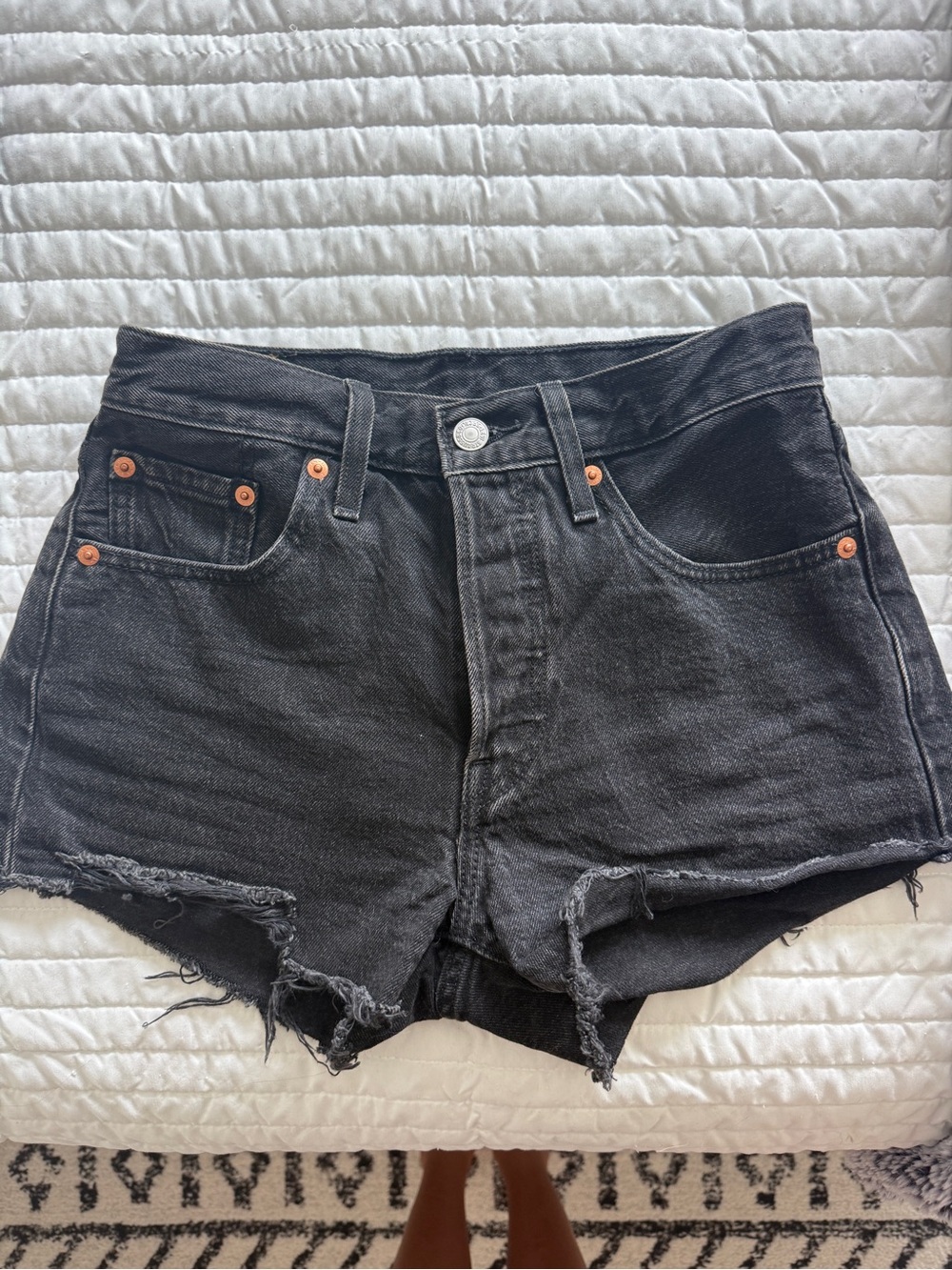Levi's Black High-Rise Cutoff Denim Shorts